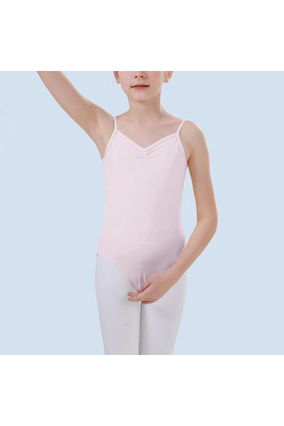 Gymnastics Leotards for Girls Spaghetti Strap Backless Gymnastics Uniform Short Jumpsuit For Kids Hot Pink, Size 3T-15