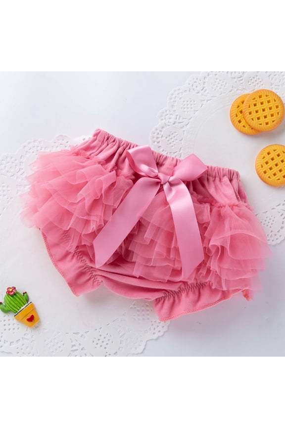 Gymnastics Shorts for Girls Ruffle Diaper Covers Cute Cotton Baby Girl Bloomers Shorts 0-24 Months