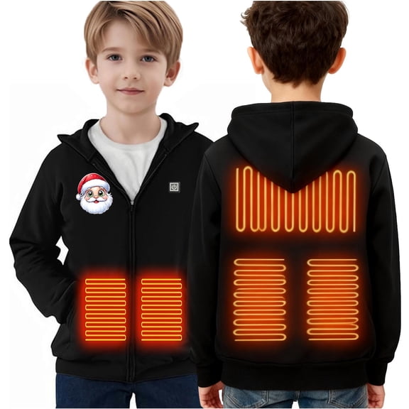 ATOGUTA Heated Sweatshirt for Boys Lightweight Sweatshirt for Girls Heated Hoodie Winter Jacket with No Battery Size 4T-13 Black