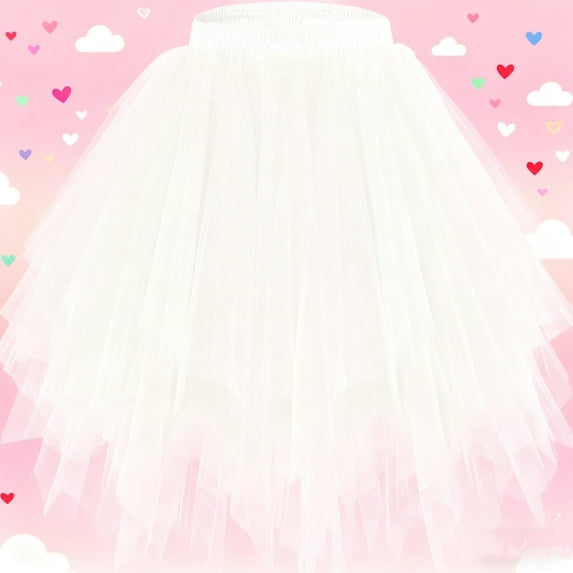 ATOGUTA Holiday Skirt Girls Layered Tulle Tutu Skirt Party Birthday Dance Princess Skirt Size 3T-9, White