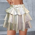 thumbnail image 1 of ATOGUTA Holiday Skirts Girls Casual Mini Flare Pleated Stretch Waist Skater Dance Party School Uniform Skirts Size 5T-15, Silver, 1 of 3