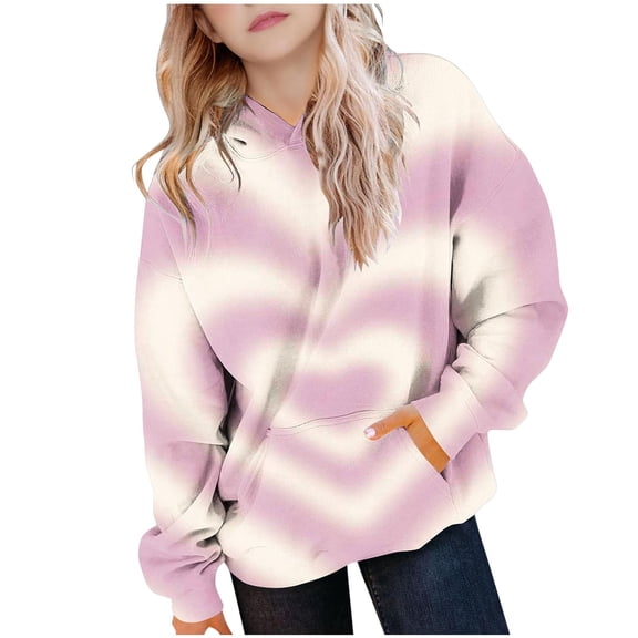 ATOGUTA Holiday Sweatshirts For Girl Long Sleeve Heart Printed Hoodies Pullover Tops Kids Casual Clothes Size 3T-14, Pink