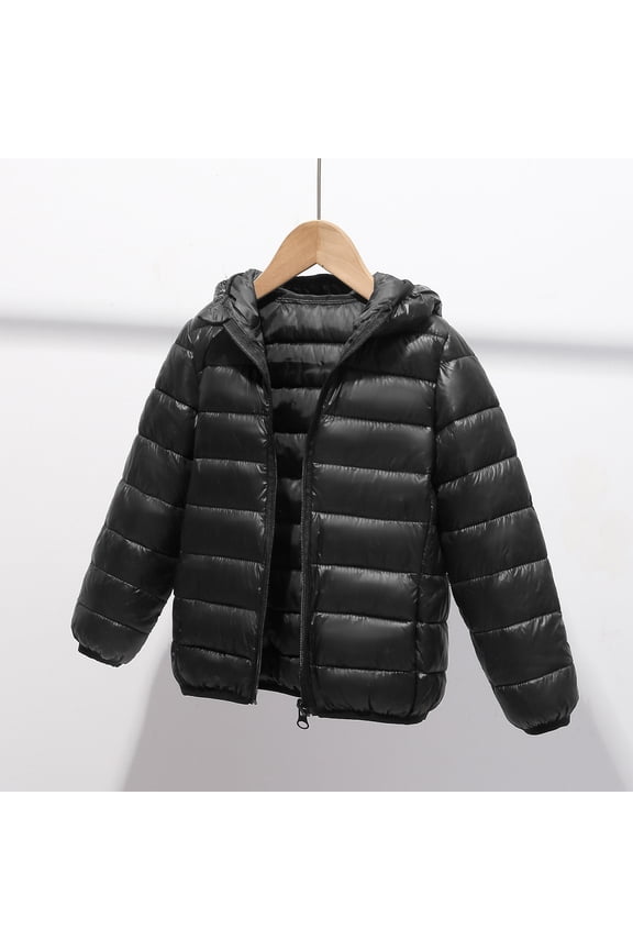 Boys Girls Down Coat Winter Down Coat Kids Warm Puffer Jackets Outerwear Comfy Parka Black, Size 3T-11