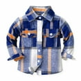 thumbnail image 1 of ATOGUTA Jackets for Girls Long Sleeve Button Down Plaid Flannel Shirt Blue, Size 3M-10, 1 of 5