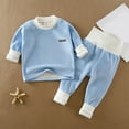 thumbnail image 1 of ATOGUTA Kid Boys Girls Thermal Underwear Set Fleece Lined Long Winter Johns Base Layer Thermal Top and Bottom, 4M-4T, 1 of 3
