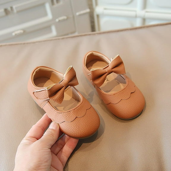 ATOGUTA Kid Dress Shoes Brown Ballet Shoes Flower Girls Mary Jane Flats Dress Shoes Party Wedding