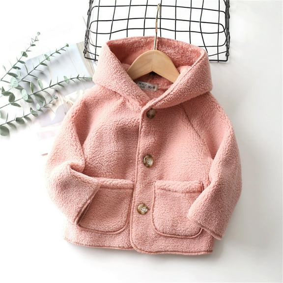 ATOGUTA Kid's Ski Jacket Fleece Hooded Jacket Coat Zipper Lightweight Long Sleeve Thick Warm Outerwear Pink, Size 18M-7