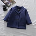 thumbnail image 1 of ATOGUTA Kid's Waterproof Ski Jacket Classic Winter Wool Blend Pea Coats Kid’Double Button Warm Trench Dress Jackets Navy, Size 1T-6, 1 of 5