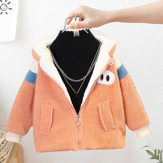 ATOGUTA Kid's Waterproof Ski Jacket Hooded Autumn Winter Long Sleeve Thick Warm Outerwear Orange, Size 2T-8
