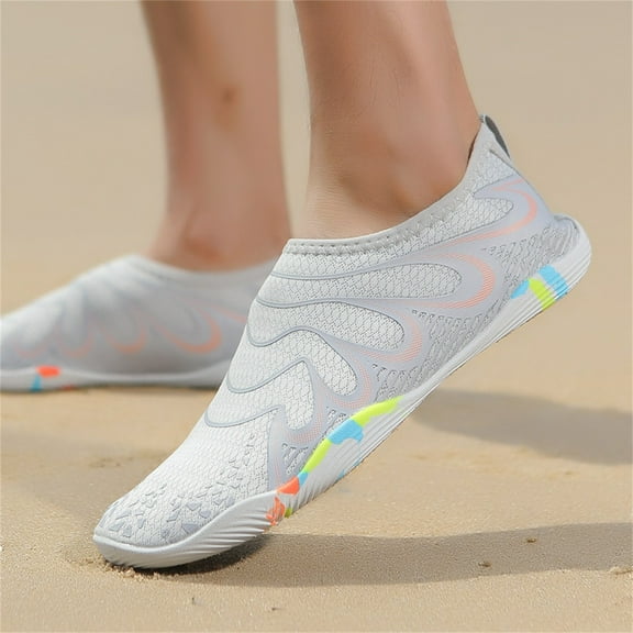 ATOGUTA Kids Aqua Beach Shoes, Non-Slip Boys Girls Water Shoes for Beach and Pool Use, Lightweight and Breathable Swim Shoes, Quick-Dry Gray