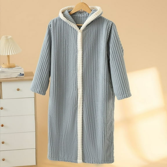 ATOGUTA Kids Bathrobes Kids Fleece Robe Hooded Soft Warm Bathrobes Pajamas Sleepwear for Children Size 3T-10, Gray