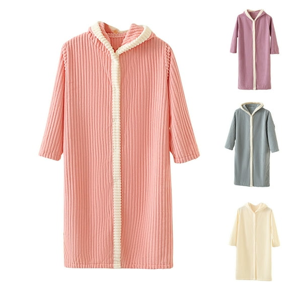 ATOGUTA Kids Bathrobes Kids Fleece Robe Hooded Soft Warm Bathrobes Pajamas Sleepwear for Children Size 3T-10, Pink