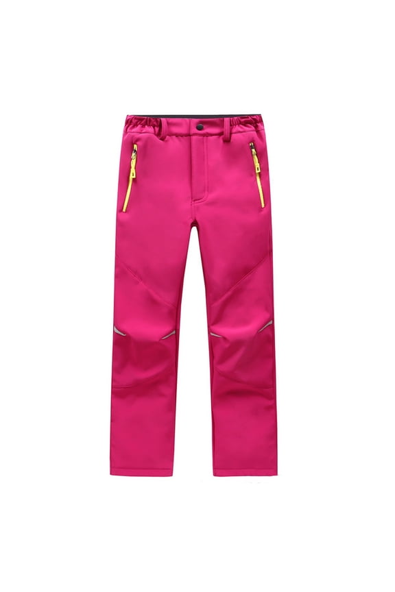Kids Boy's Snow Waterproof Pants Youth Fleece Lind Hiking Softshell Warm Insulated Trousers Size 4T-14, Hot Pink