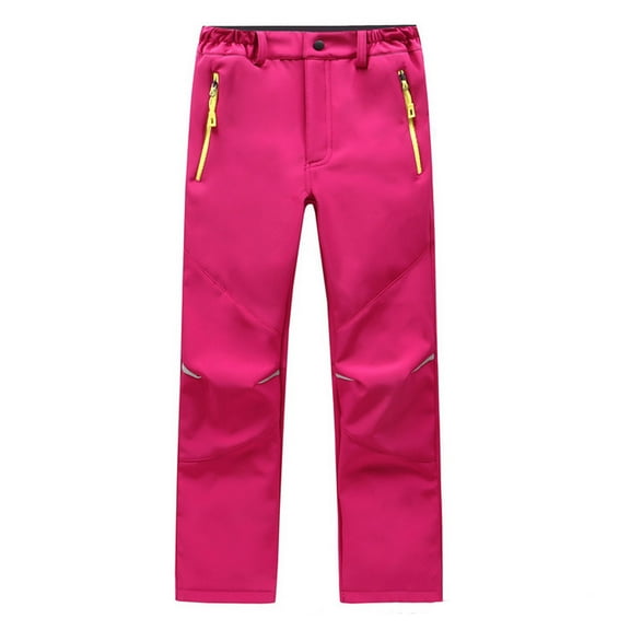 ATOGUTA Kids Boy's Snow Waterproof Pants Youth Fleece Lind Hiking Softshell Warm Insulated Trousers Size 4T-14, Hot Pink