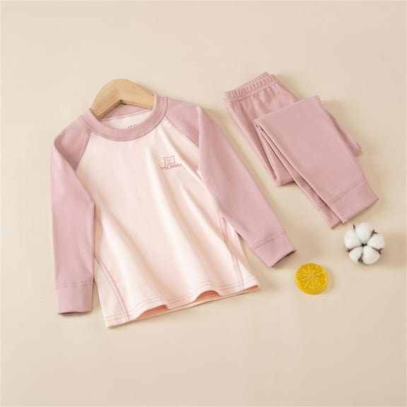 ATOGUTA Kids Boys Girls Thermal Underwear Set Long Johns Kids Pajamas Pjs Pink Size 2T-13