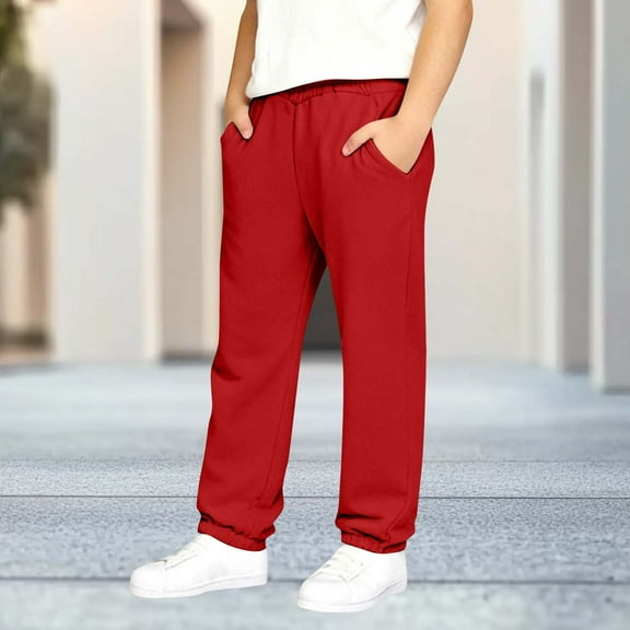 ATOGUTA Kids Boys Sweatpants Kids Active Lightweight Sweatpants Casual Jogger Pants with Pockets Size 4T-15, Red