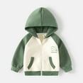 thumbnail image 1 of ATOGUTA Kids Boys Zipper Jacket Color Blocking Hoodie Coat Zipper Hoodie Long Sleeved Coat Green, 2-7 Years, 1 of 3