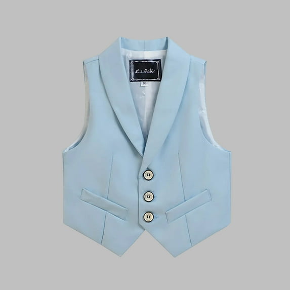 ATOGUTA Kids Clothes for Boys Jackets Kids Waistcoat Boys Vest Sleeveless Casual Vest Outfit Light Blue, 2-14 Years