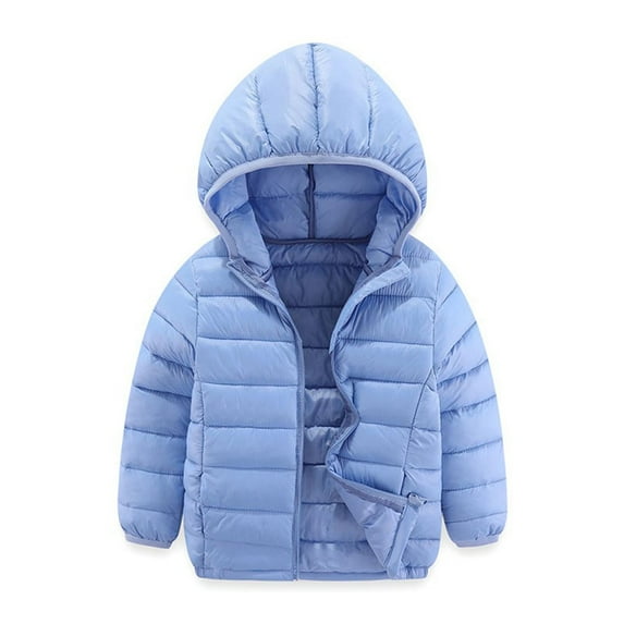 ATOGUTA Kids Coats Boys Girls Lightweight Hooded Puffer Jacket Kids Winter Coat Warm Comfy Outerwear Light Blue, Size 3T-16
