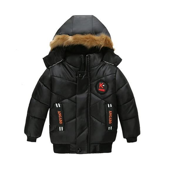 ATOGUTA Kids Coats Boys Winter Waterproof Ski Jacket Outdoor Warm Winter Coat Windproof Rain Jacket Snow Coat Black, Size 18M-4T