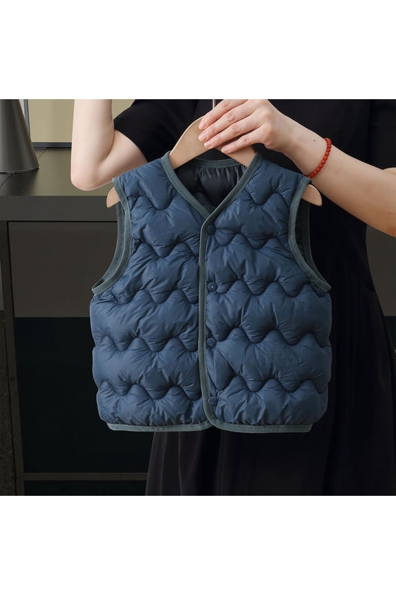 Kids Down Vest Lightweight Sleeveless Jacket Fall Winter Puffer Down Vest for Boys Girls Size 1T-7, Navy
