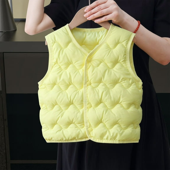 ATOGUTA Kids Down Vest Lightweight Sleeveless Jacket Fall Winter Puffer Down Vest for Boys Girls Size 1T-7, Yellow