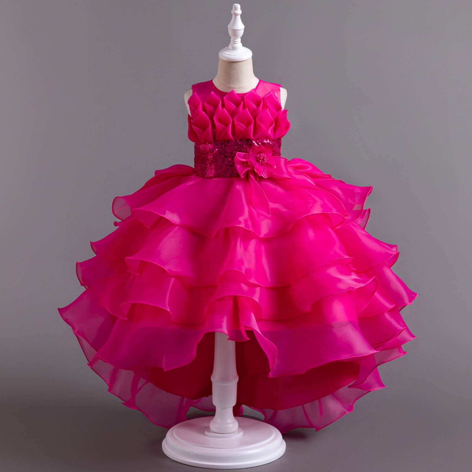 open lace back dress Sweetheart Neck Pink Layered Puffy Long Prom Dresses, Pink Layered Puf   jbydress