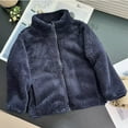 thumbnail image 1 of ATOGUTA Kids Fleece Jacket Boys Girls Stand Collar Sweatshirt Windproof Soft Winter Coat Warm Outerwear Size 3T-9, Navy, 1 of 3