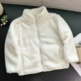 thumbnail image 1 of ATOGUTA Kids Fleece Jacket Boys Girls Stand Collar Sweatshirt Windproof Soft Winter Coat Warm Outerwear Size 3T-9, White, 1 of 3