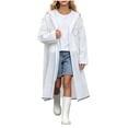 thumbnail image 1 of ATOGUTA Kids Hooded Raincoat Lightweight Raincoat Waterproof with Hood Protective Poncho Jacket Pockets White, 1 of 8