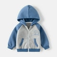 thumbnail image 1 of ATOGUTA Kids Jackets Boys Color Blocking Hoodie Coat Zipper Hoodie Long Sleeved Coat Blue, 2-7 Years, 1 of 5