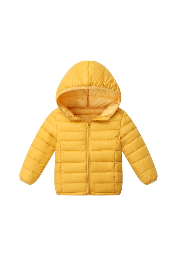 Kids Jackets Girls Winter Down Coat Kids Warm Puffer Jackets Outerwear Comfy Parka Yellow, Kids Jackets 4T-14