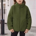 thumbnail image 1 of ATOGUTA Kids Jackets Girls Zip Up Fleece Jacket with Pockets Warm Outwear Boys Girls Stand-Up Collar Cute Tops Size 1T-15, Green, 1 of 5