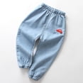 thumbnail image 1 of ATOGUTA Kids Jeans Cotton Pull-On Soft Denim Pants Elastic Waist Embroidered Casual Wear School Pants Light Blue, Size 2T-7, 1 of 3