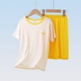 thumbnail image 1 of ATOGUTA Kids Outfits Set 2Pcs Summer Sleepwear Soft T Shirt Top Pants Outfits Yellow, Size 3-16 Years, 1 of 5