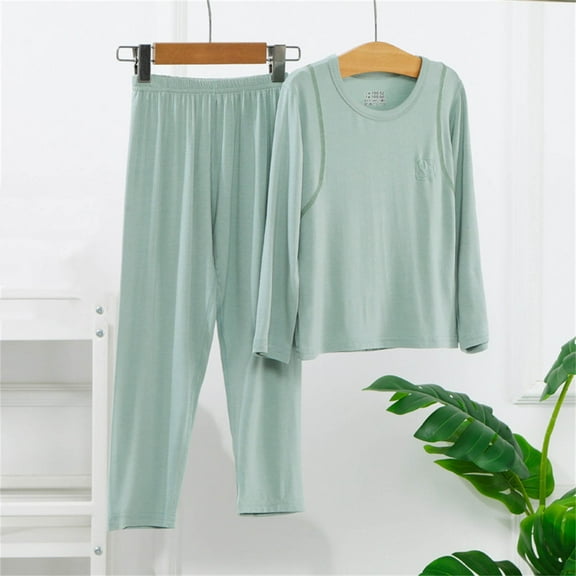 ATOGUTA Kids Pajamas Set 2T-16 2 Piece Long Sleeve Sleepwear Summer Soft Cute Pjs Outfits Green