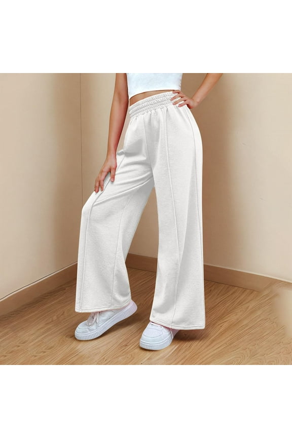 Kids Pants Girls Trendy Casual Straight Leg Trousers White, Size 8-13