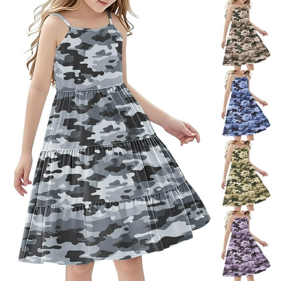 ATOGUTA Kids Pencil Dress Sleeveless Summer Cami Dress Kids Casual Crewneck Loose Beach Dresses Size 4T-14, Black