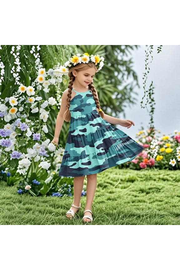 Kids Pencil Dress Sleeveless Summer Cami Dress Kids Casual Crewneck Loose Beach Dresses Size 4T-14, Mint Green