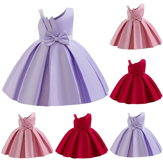 ATOGUTA Kids Prom Dresses Bridesmaid Summer Wedding Pageant Dresses Princess Birthday Party Size 1-5T, Purple