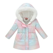 Kids Puffer Jacket Kids Parka Outwear Warm Puffer Hooded Jacket Multicolor, Size 4T-12