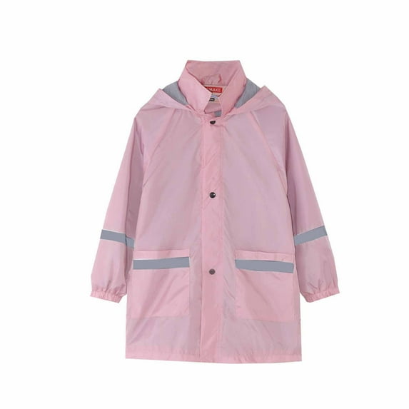 ATOGUTA Kids Rain Coats for Boys Raincoat Jacket Cute Print Hooded Mid-Length Jacket with Pockets Pink, Size 3T-11