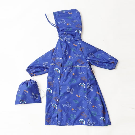 ATOGUTA Kids Rain Jackets Cute Print Rainwear Children Raincoat Waterpoof Rain Hooded Jackets Coat Blue, Sizes 3T-12