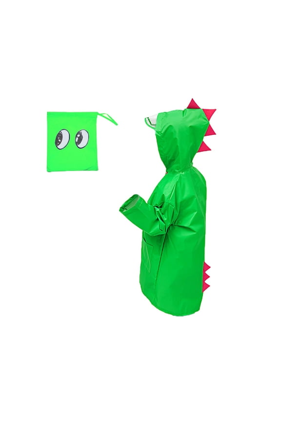 Kids Rain Jackets Waterproof Ponchos Dinosaurs Rainwear with Pockets Green, Sizes 2T-6
