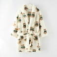 thumbnail image 1 of ATOGUTA Kids Robe Shawl Collar Robe Fleece Robes Soft Flannel Robe for Kids Warm Fuzzy Bathrobe Beige, Size 4T-12, 1 of 3
