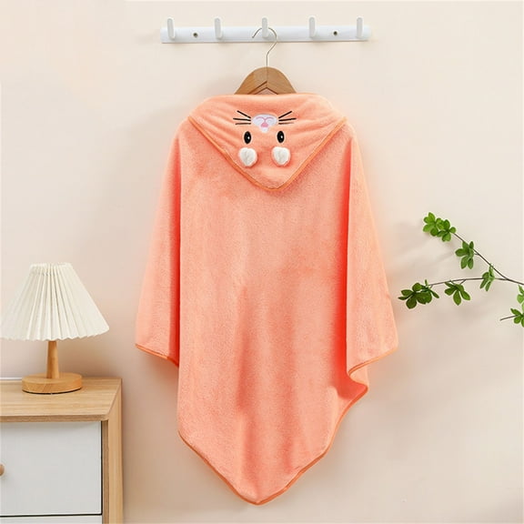 ATOGUTA Kids Robe Unisex Hooded Blanket Casual Home Clothes Warm Lamb Cape Fleece Shawl Kid's Bathrobe Blanket Size 0-8, Orange
