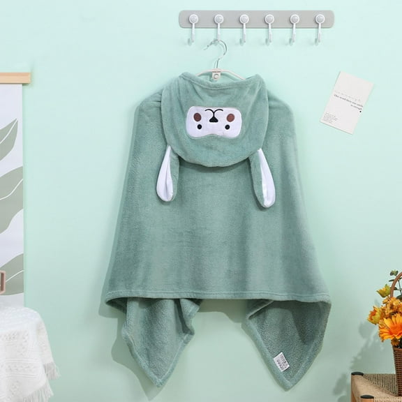 ATOGUTA Kids Robes Hooded Bath Towel 27.5 x 55'' Large Hooded Towel for Kids Wrap Bathrobe Boy Girl Green, Size 7-10