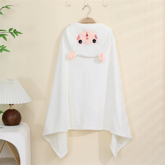 ATOGUTA Kids Robes for Boys Girls Hooded Bath Towels Bathrobes Absorbent Cloaks Towels Size 3T-10, White