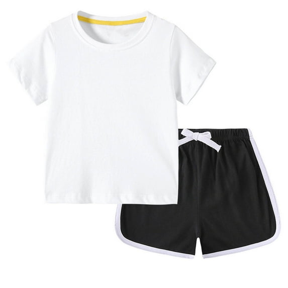 ATOGUTA Kids' Short Sets Summer Sleep Night Shirt Clothes Short Sleeve Sleepwear White, Size 18M-12 Years