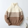 thumbnail image 1 of ATOGUTA Kids Sweaters Boys Quarter Zip Sweater Kids Long Sleeve Knit Pullover Sweaters Tops Size 5T-14, Coffee, 1 of 6